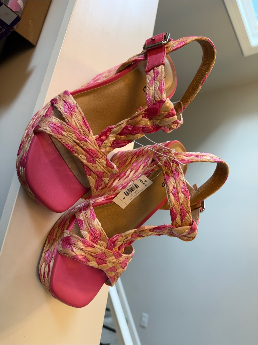 torrid Pink Braided Espadrille Wedge Sandals 8w
